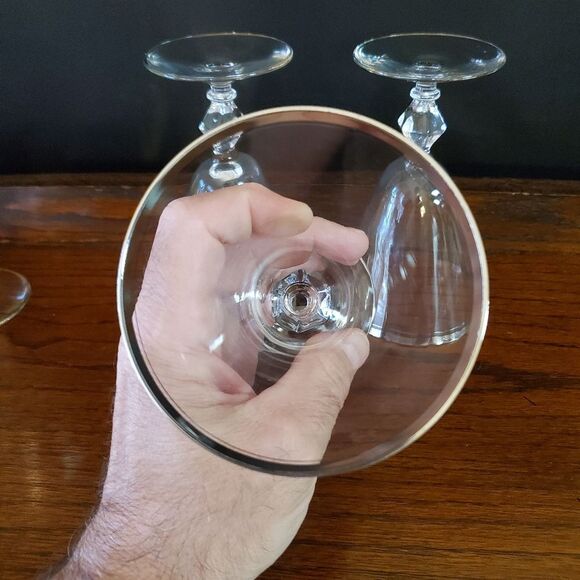 MCM 1960's era Brookmere Platinum Glastonbury Lotus Water Glasses 5.75" tall - Picture 7 of 8